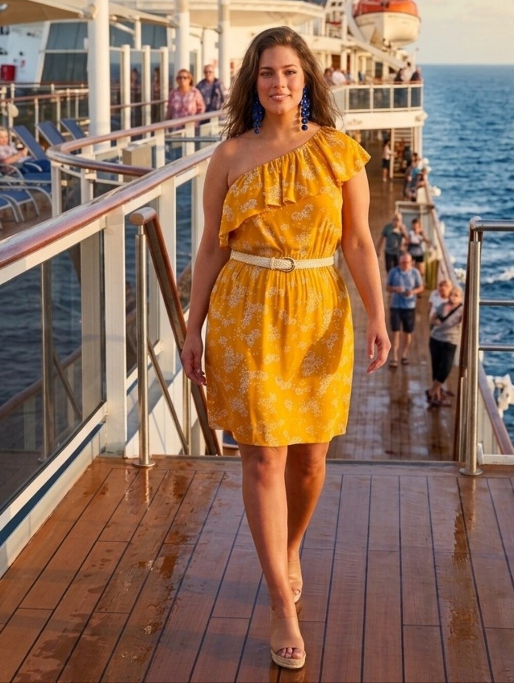 Old Navy Yellow Floral One Shoulder Ruffled Sundress Plus Sz 2x